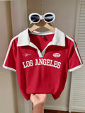 Rib 2 Tone Stripe V Polo HS – Los Angeles Print