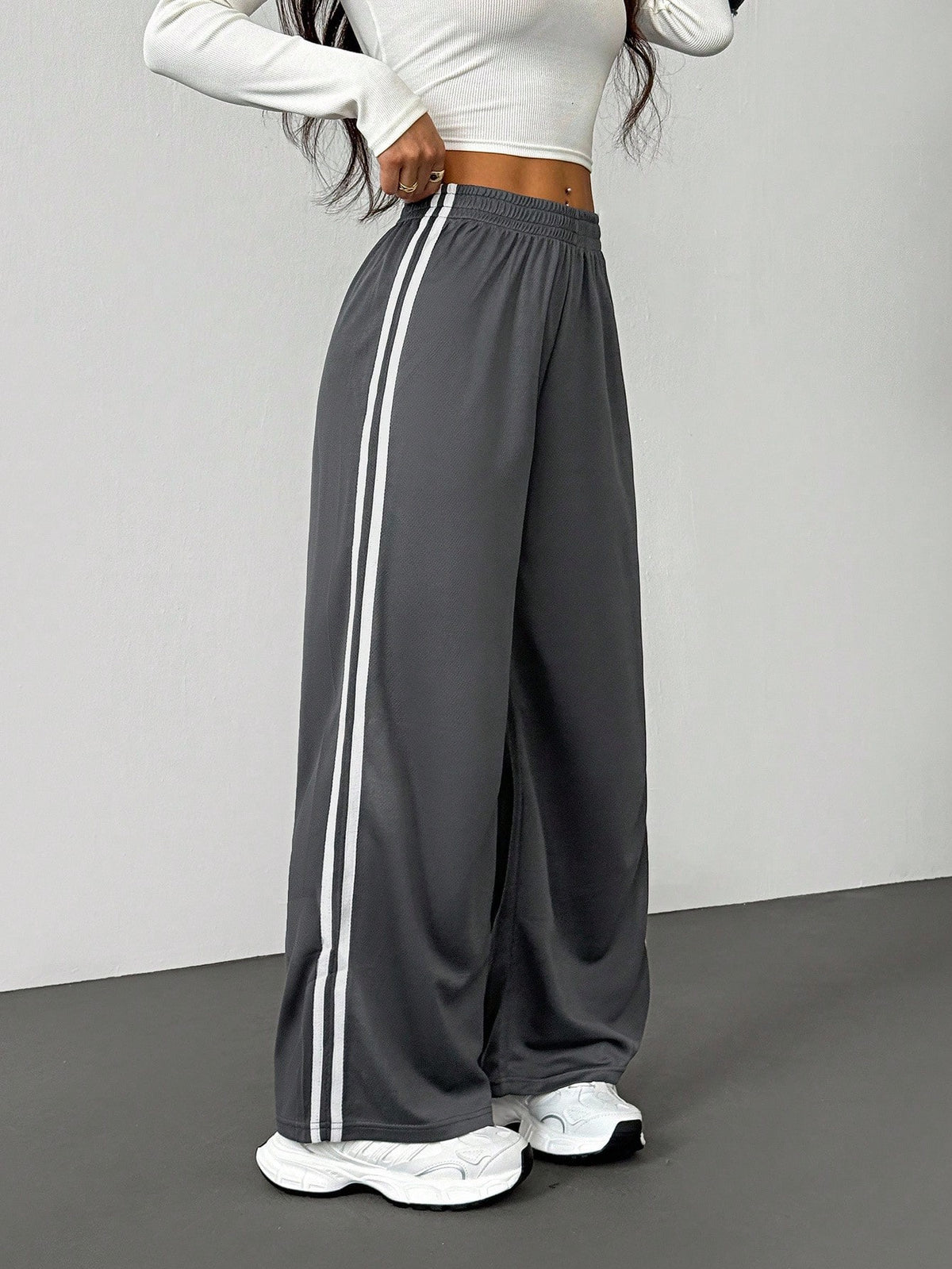 Wide Leg Striped Trousers