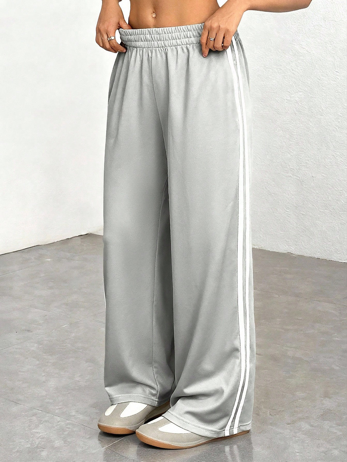 Wide Leg Striped Trousers