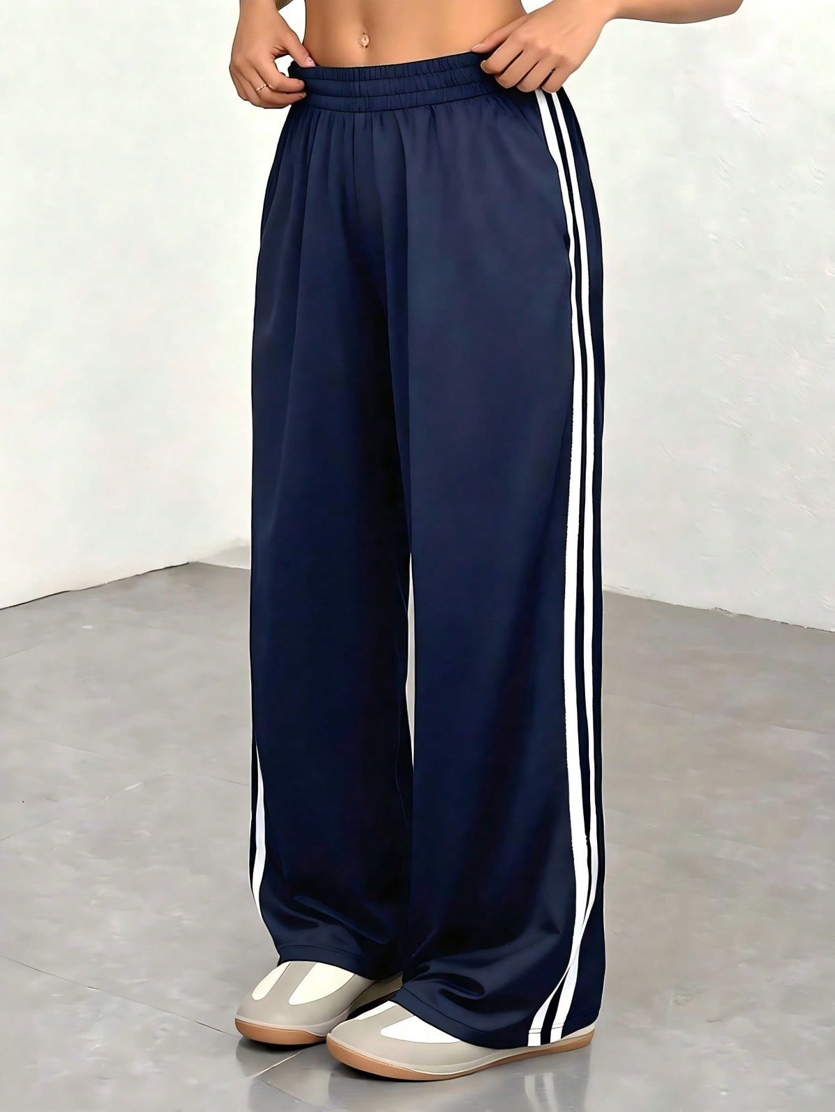 Wide Leg Striped Trousers