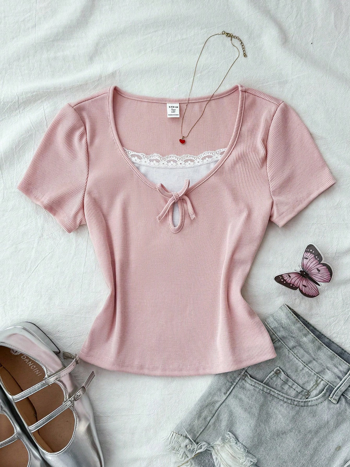 Scoop Neck Lace Knot Henley HS