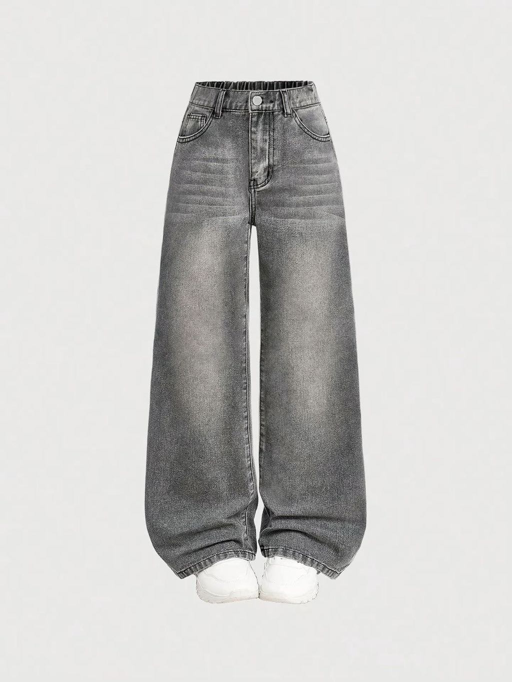 Grey Faded Wide Leg Jeans