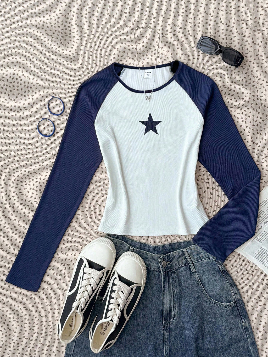 Round Neck Raglan Top FS – Star Print
