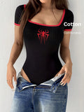 Black Square Neck 2 Tone Bodysuit HS (Spider)