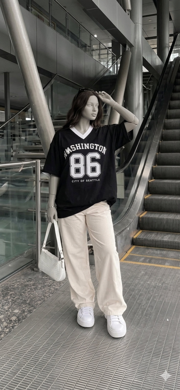 V Neck 2 Tone Oversized Shirt – 86 Washington