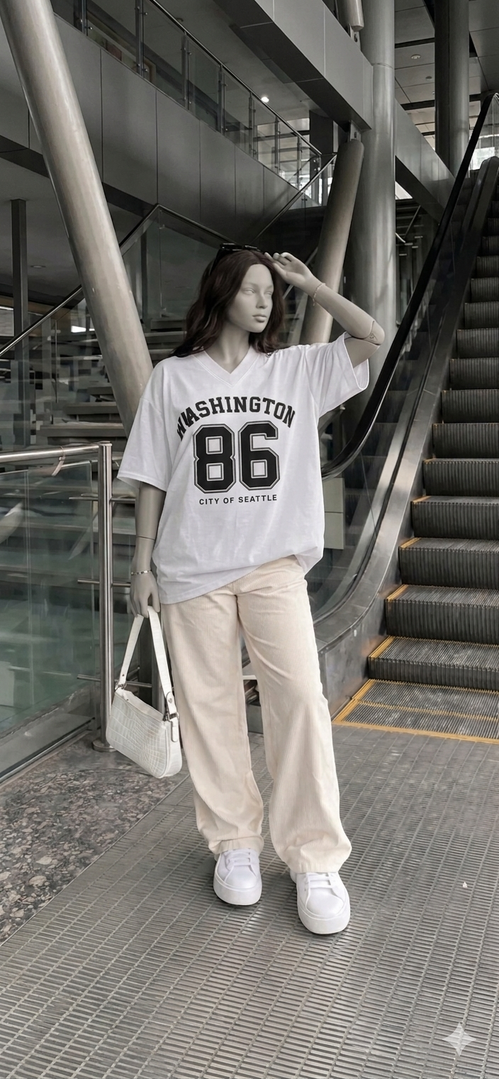 V Neck 2 Tone Oversized Shirt – 86 Washington