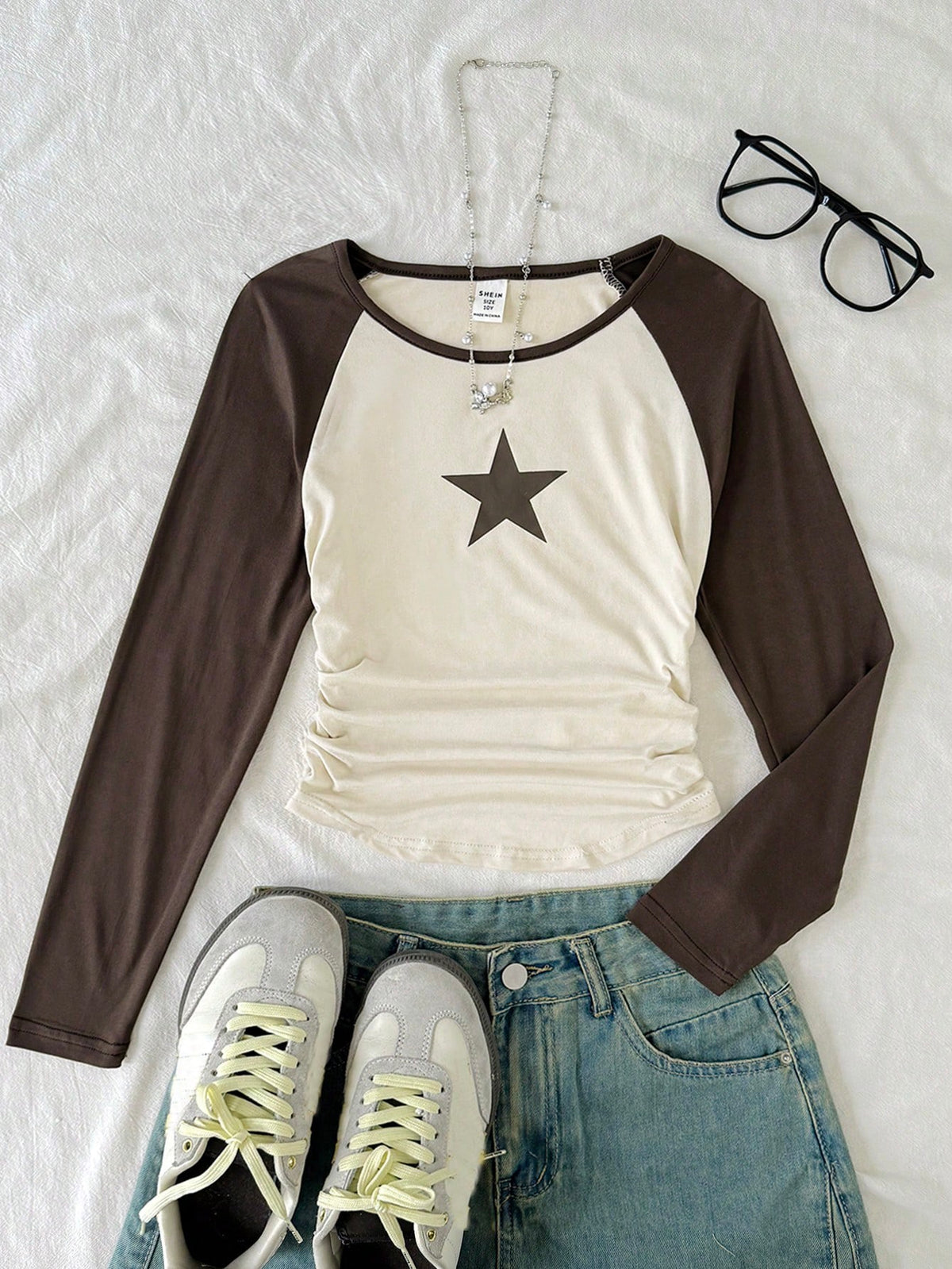 Round Neck Raglan Top FS – Star Print