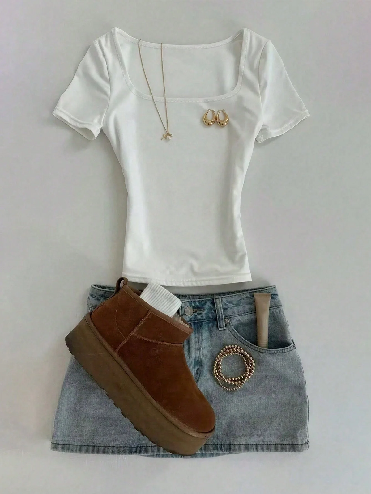 Rib Square Neck Top HS