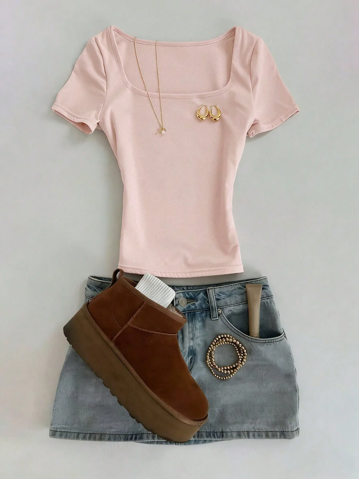 Rib Square Neck Top HS