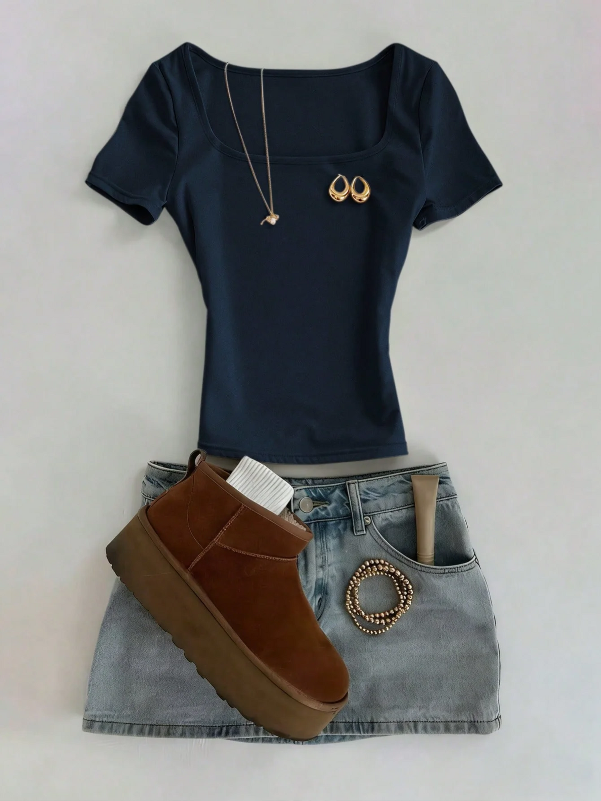 Rib Square Neck Top HS