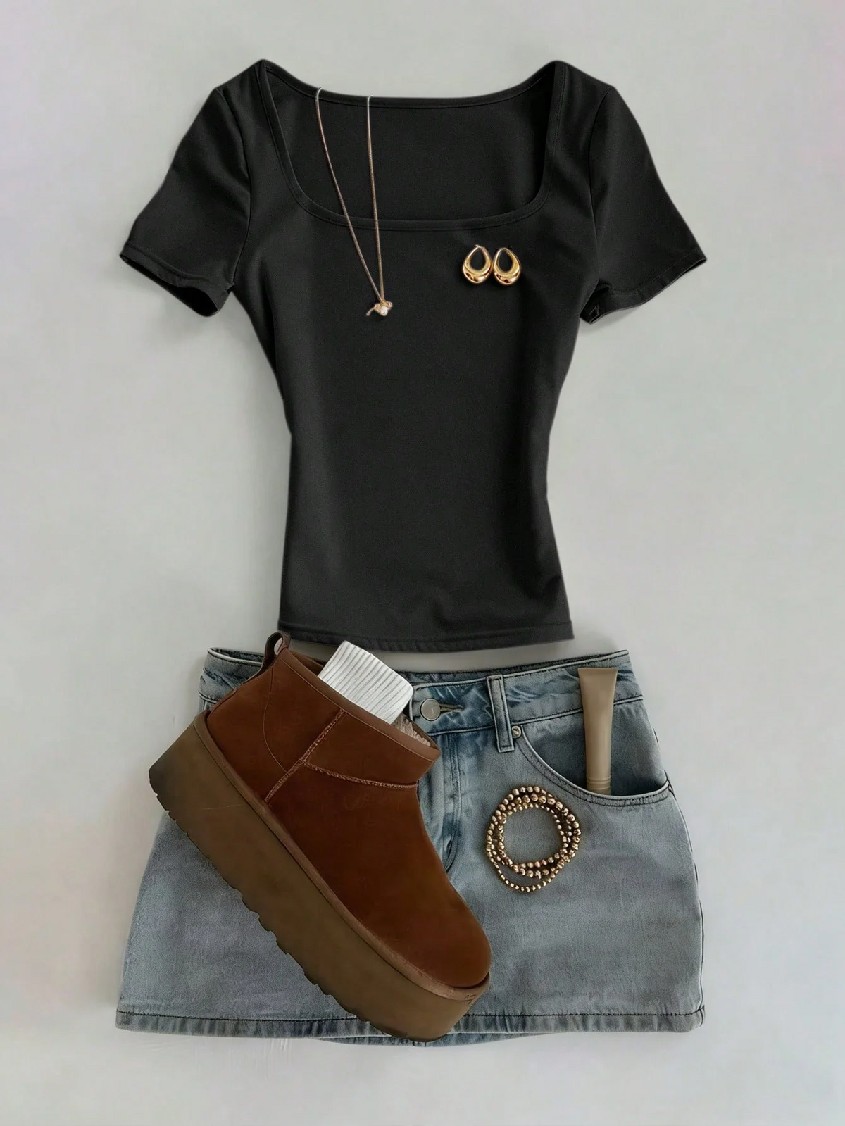 Rib Square Neck Top HS