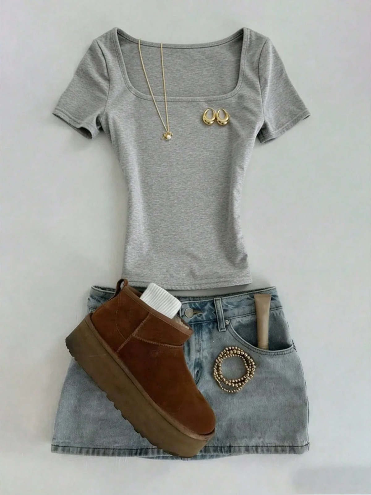 Rib Square Neck Top HS