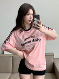 Round Neck Stripes Oversized Shirt – Pink Mood