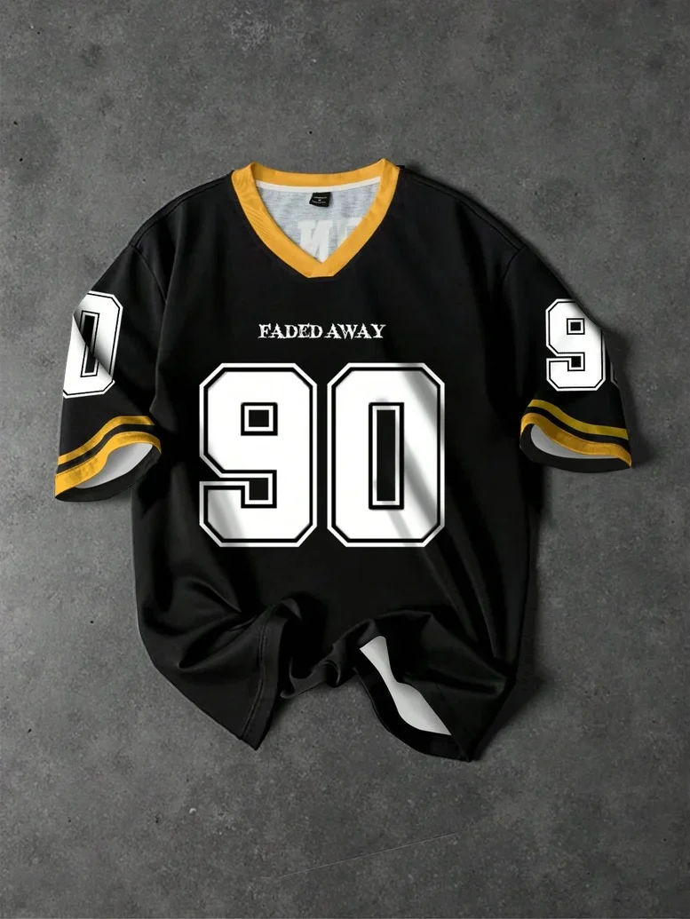 Black 2 Tone Stripe V Neck Oversized Shirt – 90 Fadeaway