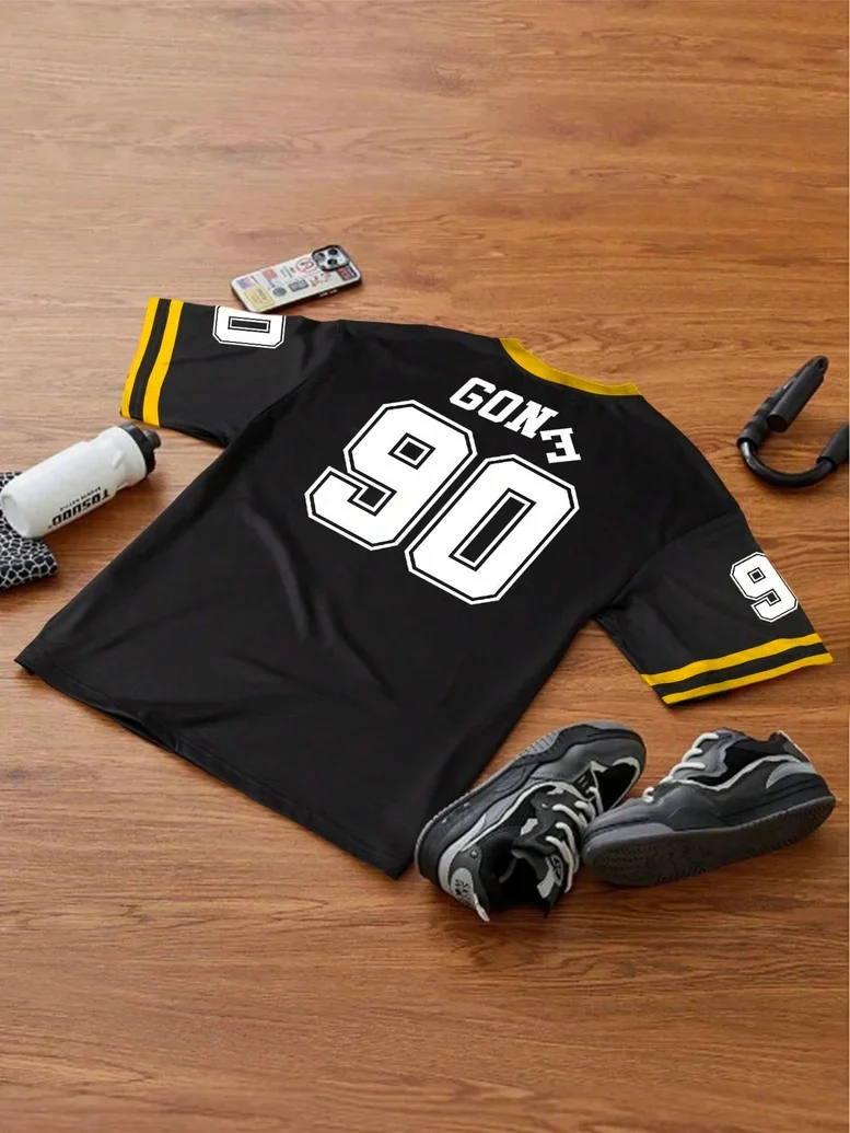 Black 2 Tone Stripe V Neck Oversized Shirt – 90 Fadeaway