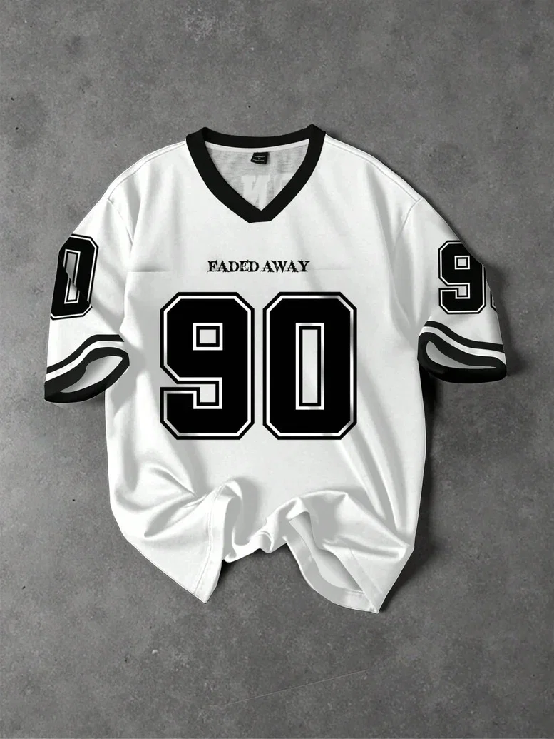 White 2 Tone V Neck Oversized Shirt – 90 Fadeaway