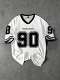 White 2 Tone V Neck Oversized Shirt – 90 Fadeaway
