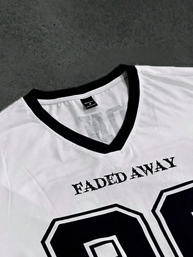 White 2 Tone V Neck Oversized Shirt – 90 Fadeaway