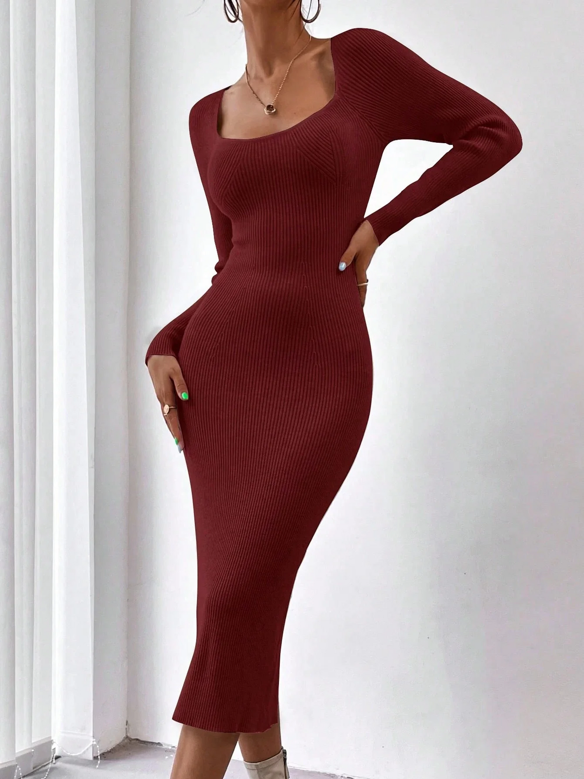 Square Neck Bodycon Dress