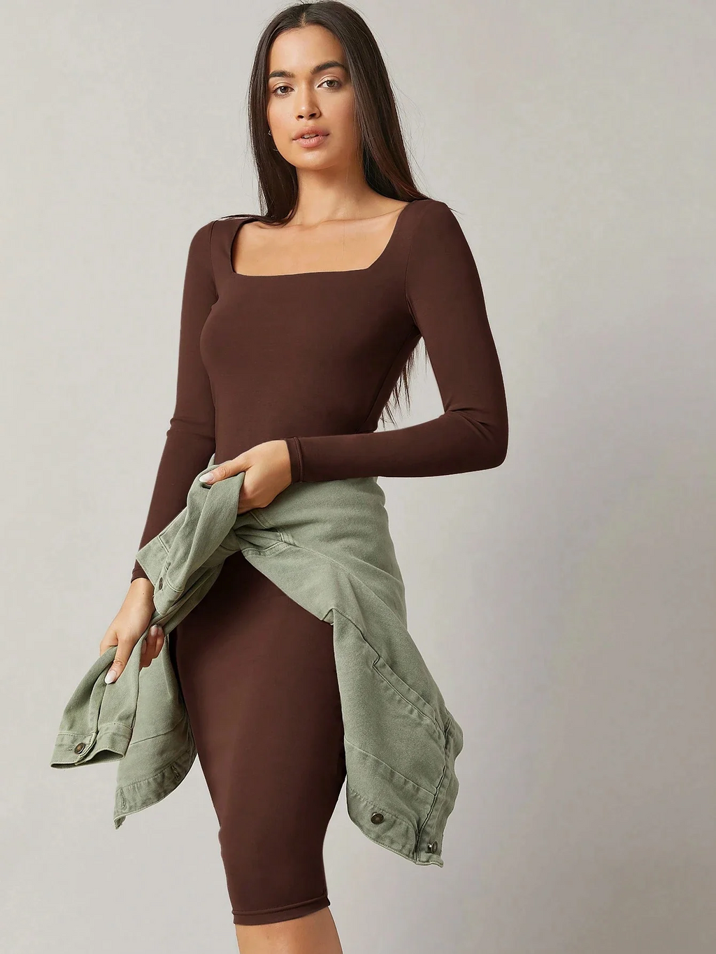 Square Neck Bodycon Dress