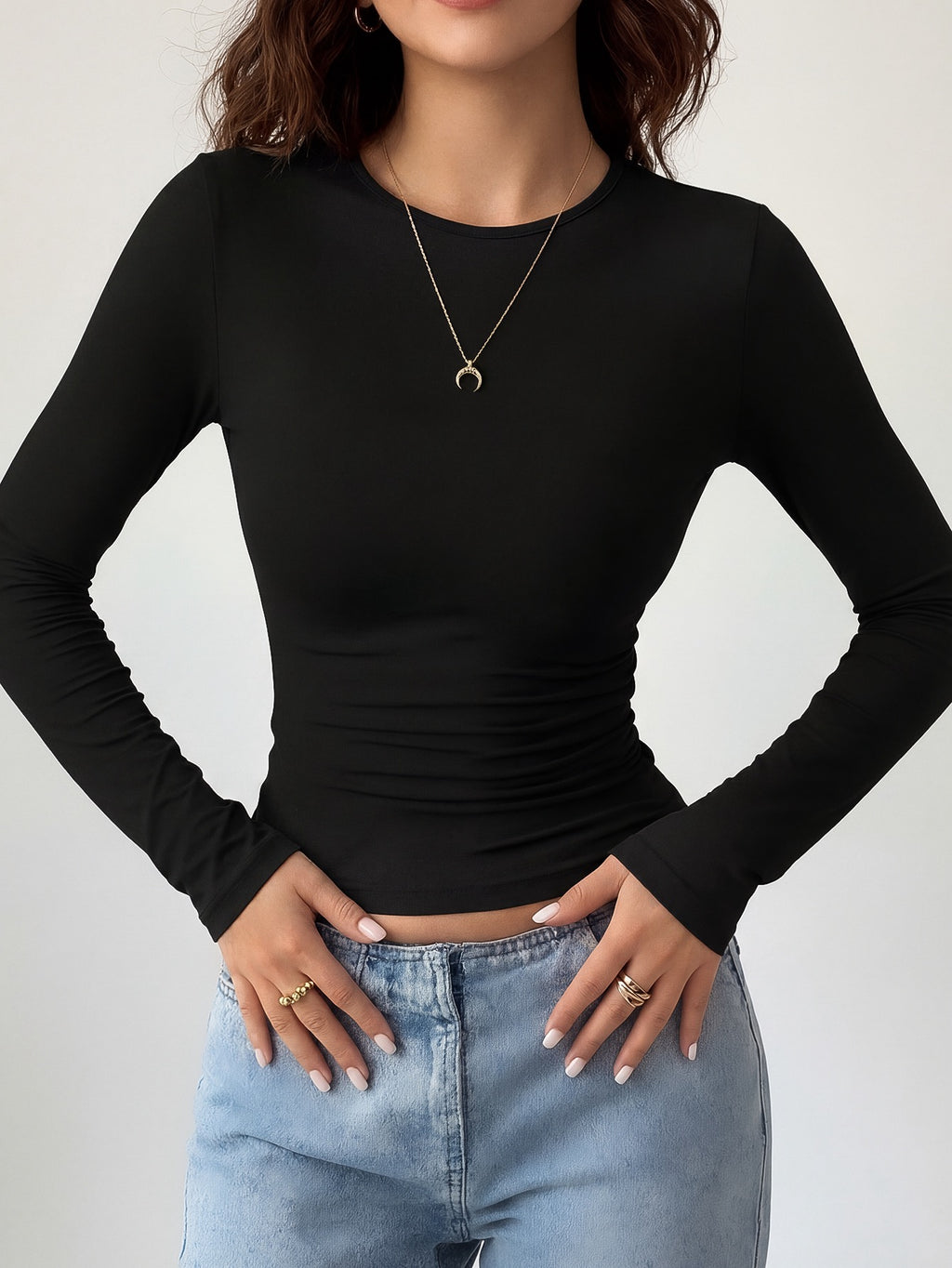 Basic round neck fitted top FS