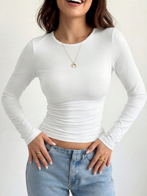 Basic Round Neck Fitted Top FS