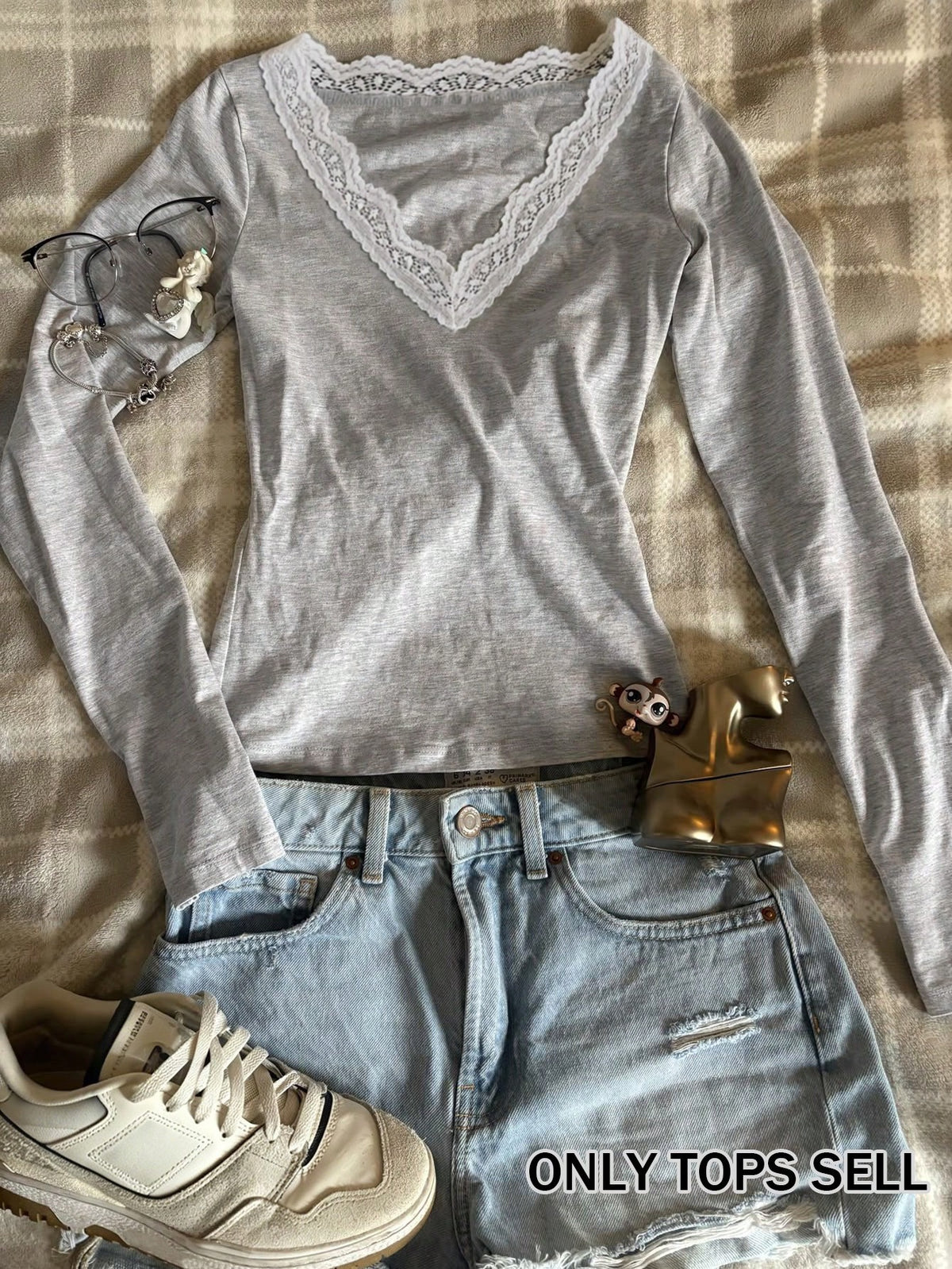 Lace v neck top FS
