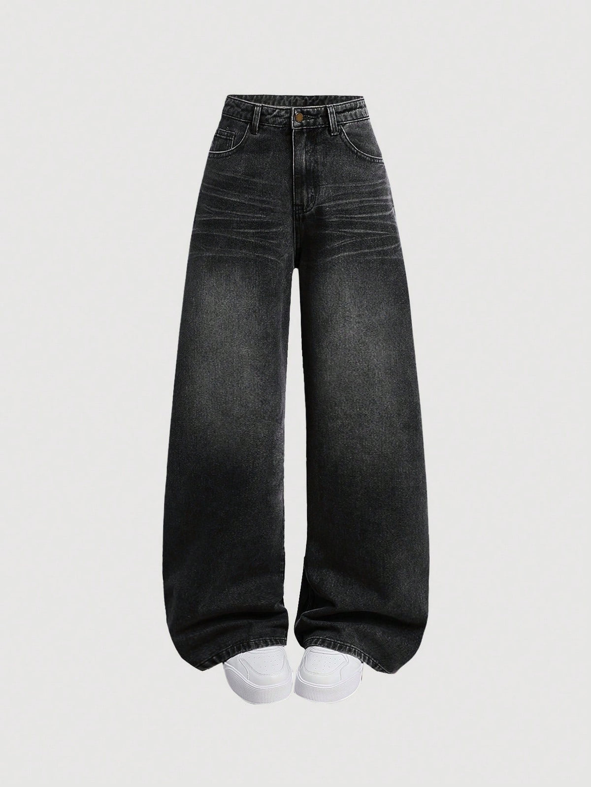Black Faded Wide Leg Jeans