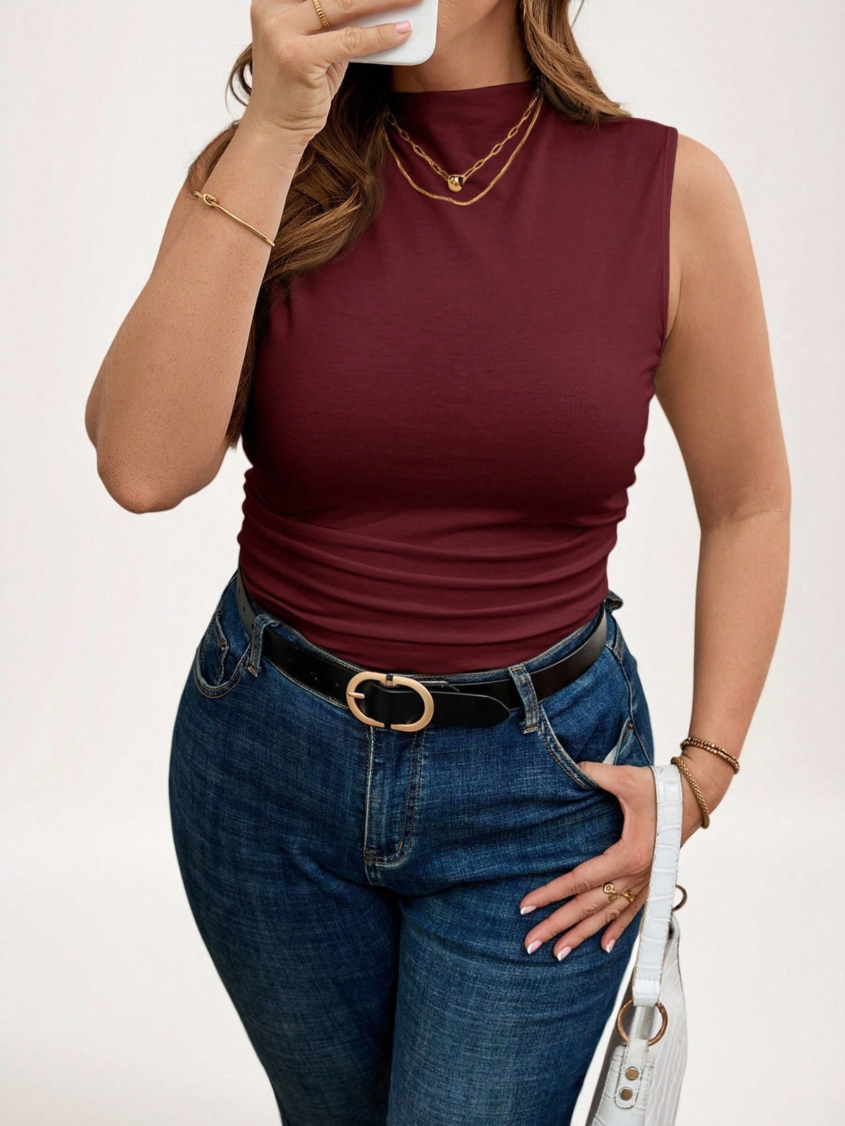Ruffle Neck Tank Top