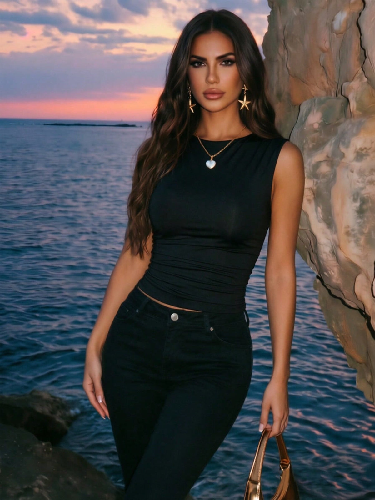 Ruffle Neck Tank Top
