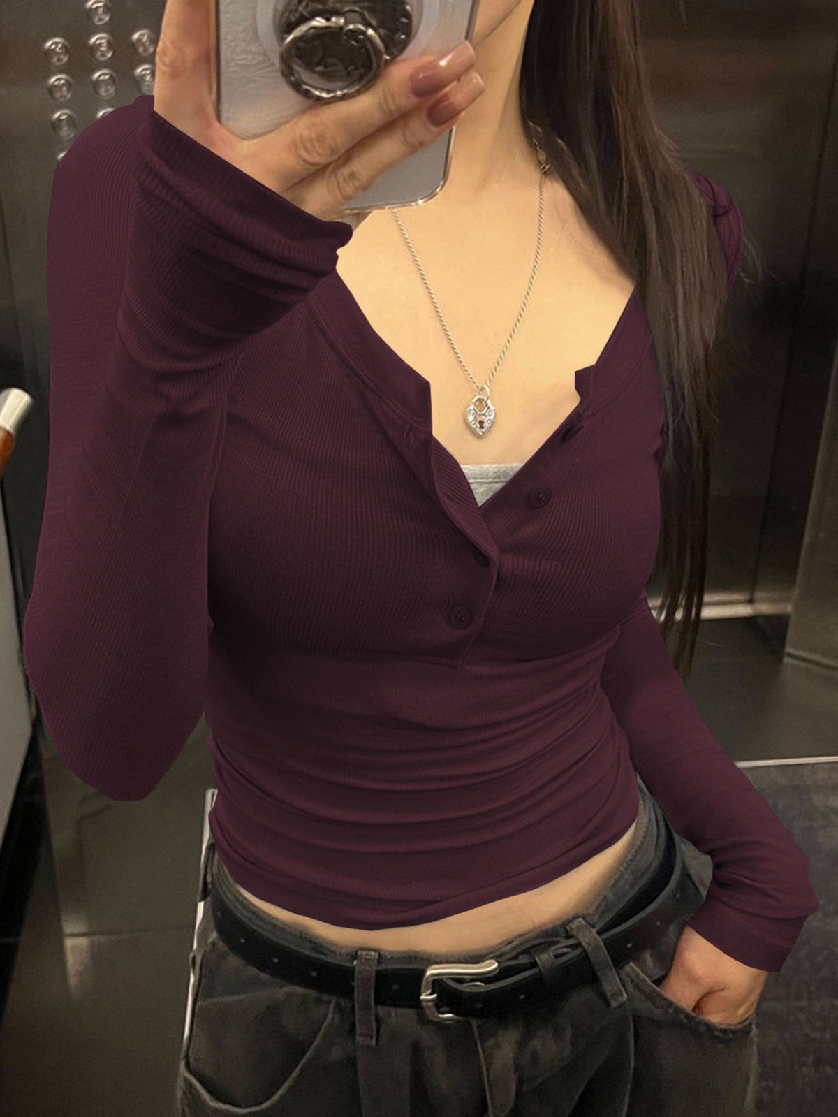 V-Neck Henley Full Sleeves