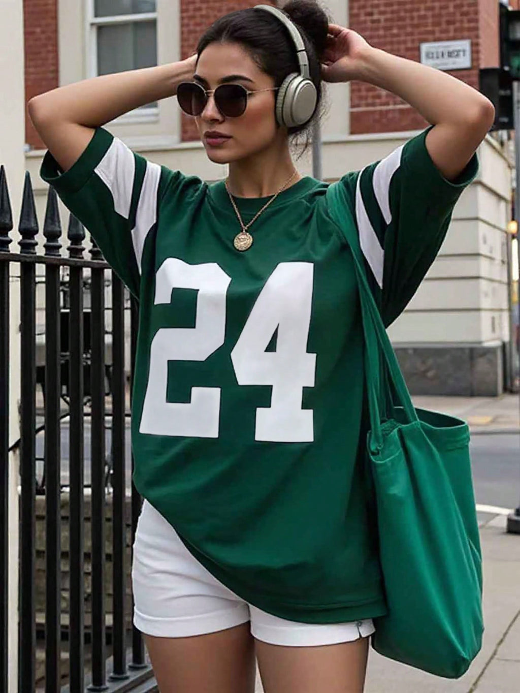 Round Neck Stripes Oversized Shirt – 24 Print